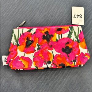 NWOT Clinique x Vera Makeup Bag Floral Pink & Orange Flowers